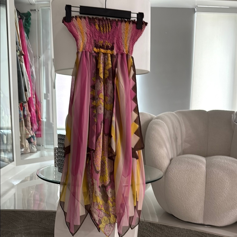 BCBG Pink and Yellow Strapless skirt/Dress